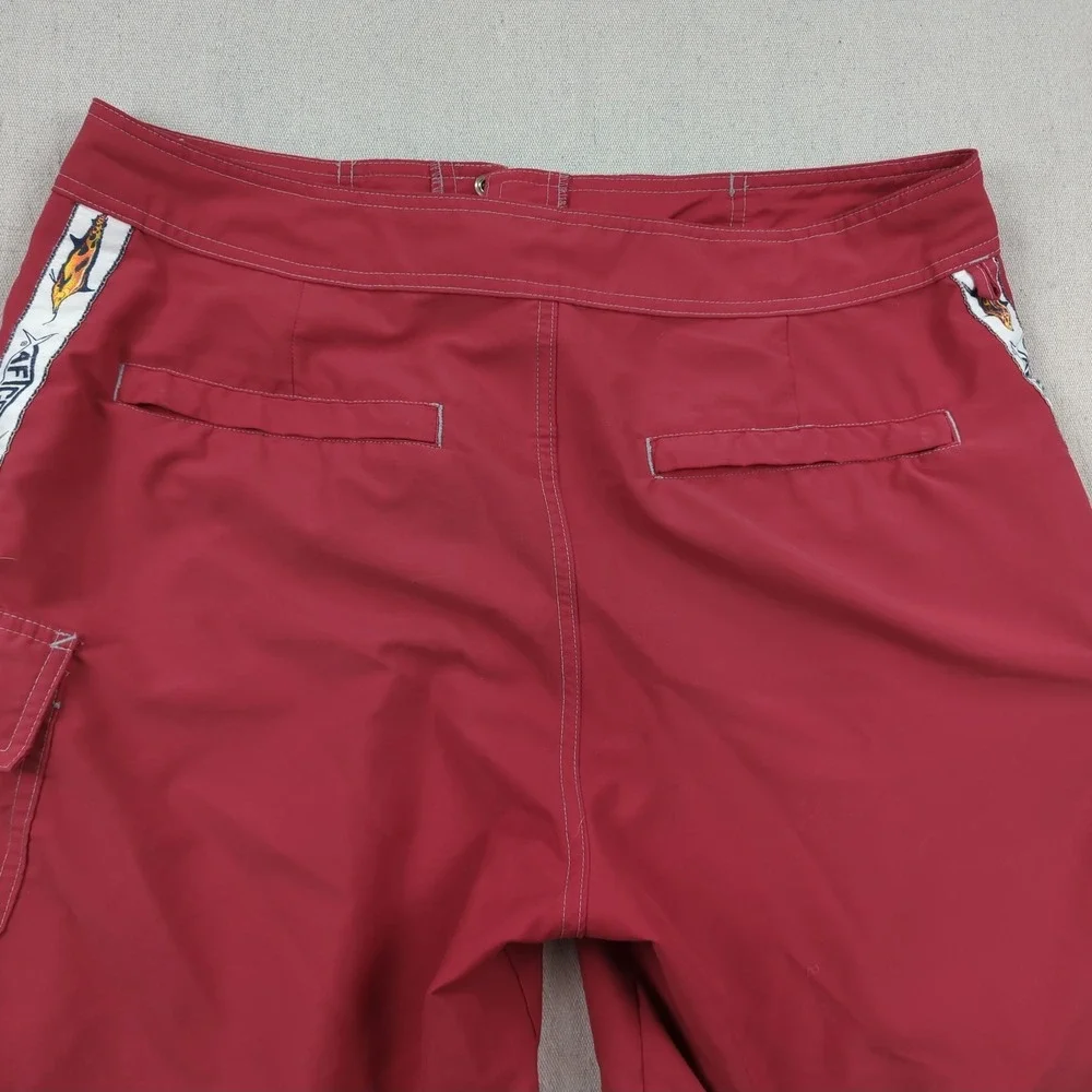 AFTCO Shorts Mens 34 Red Fishing Performance Outdoor Stretch Cargo